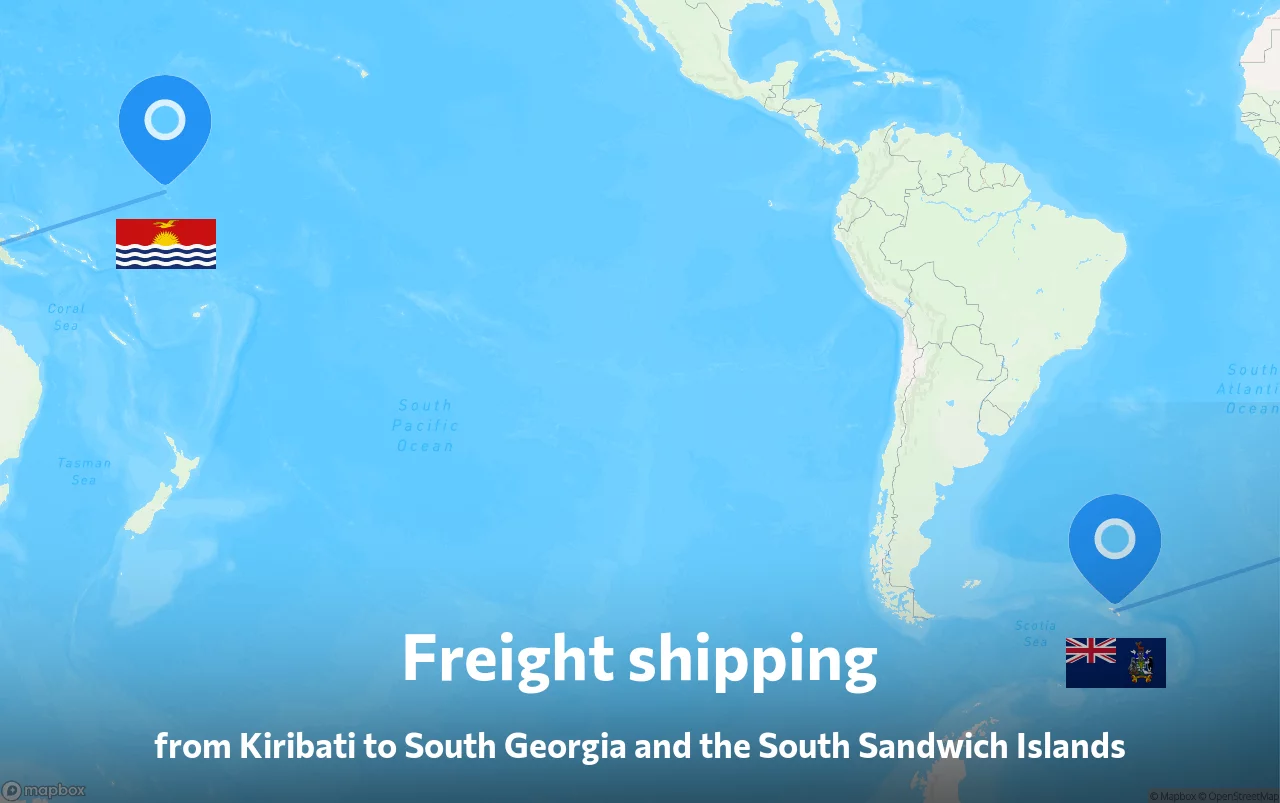 Shipping route from Kiribati to South Georgia and the South Sandwich Islands