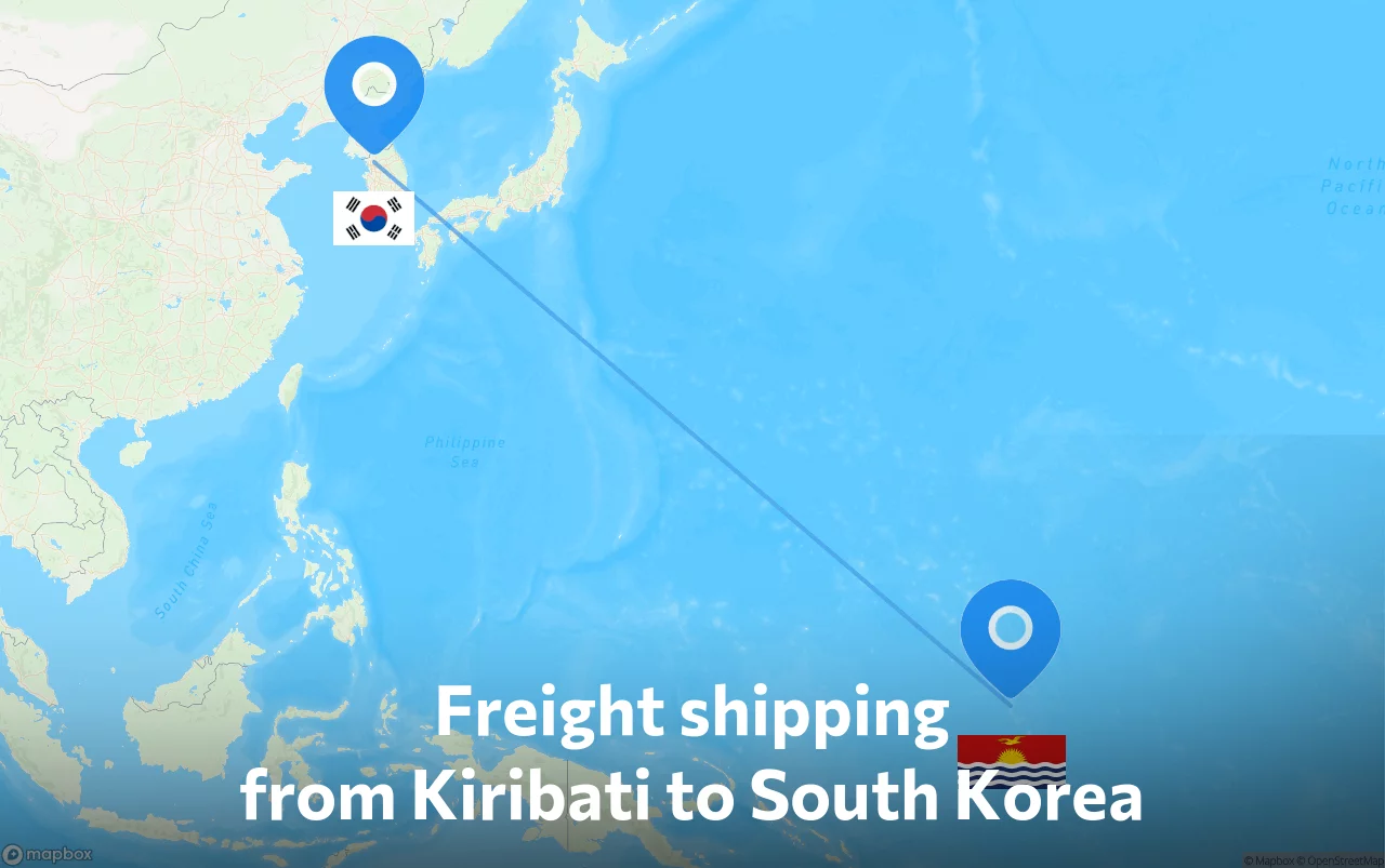 Shipping route from Kiribati to South Korea