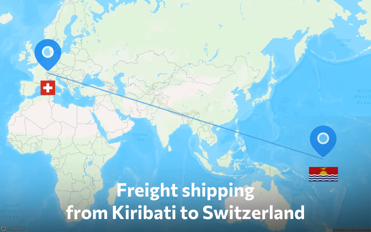 Shipping route from Kiribati to Switzerland