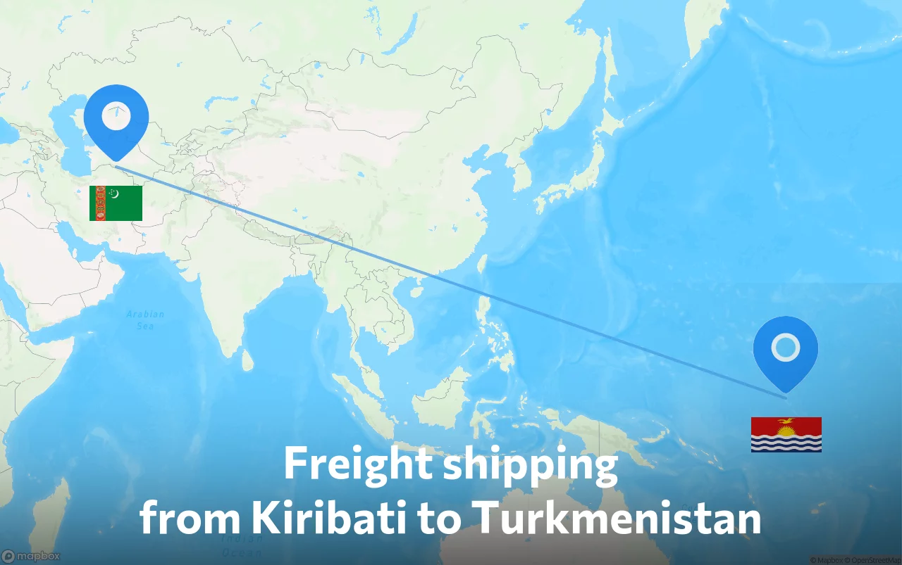 Shipping route from Kiribati to Turkmenistan