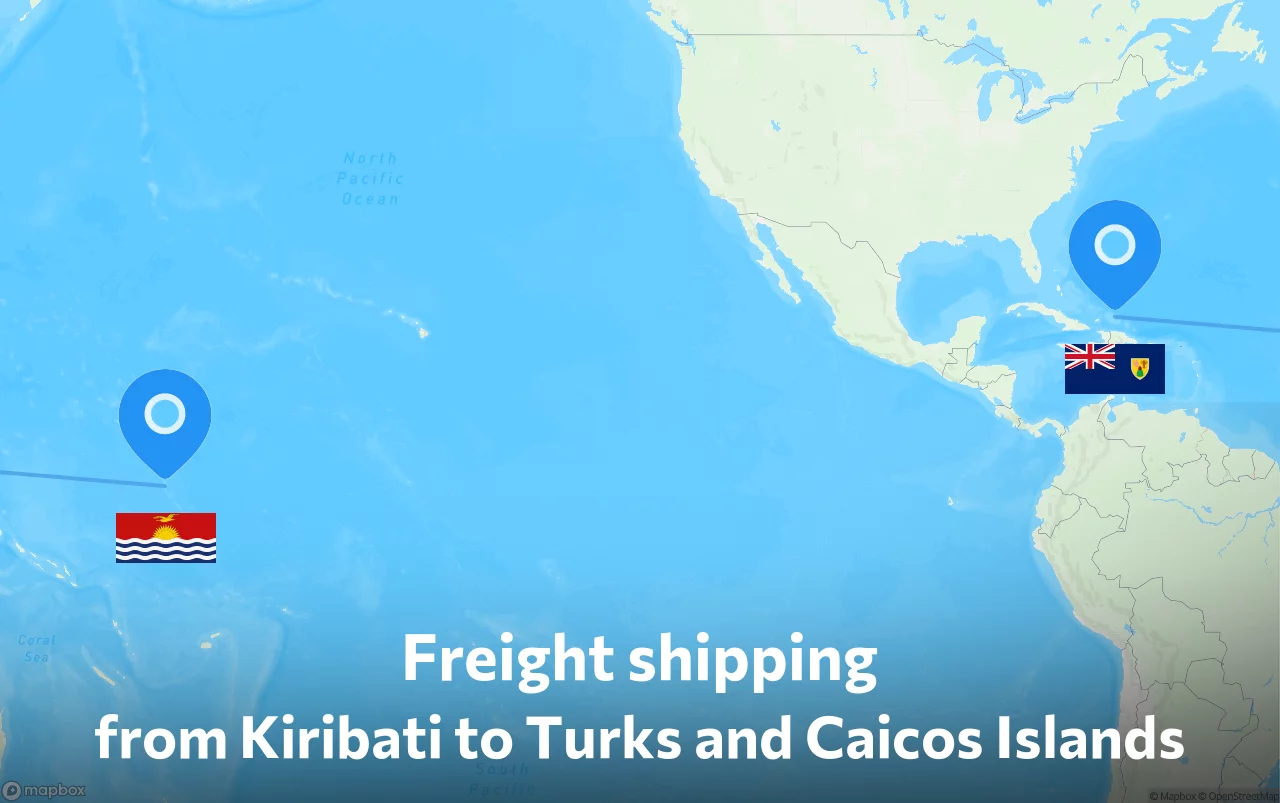 Shipping route from Kiribati to Turks and Caicos Islands