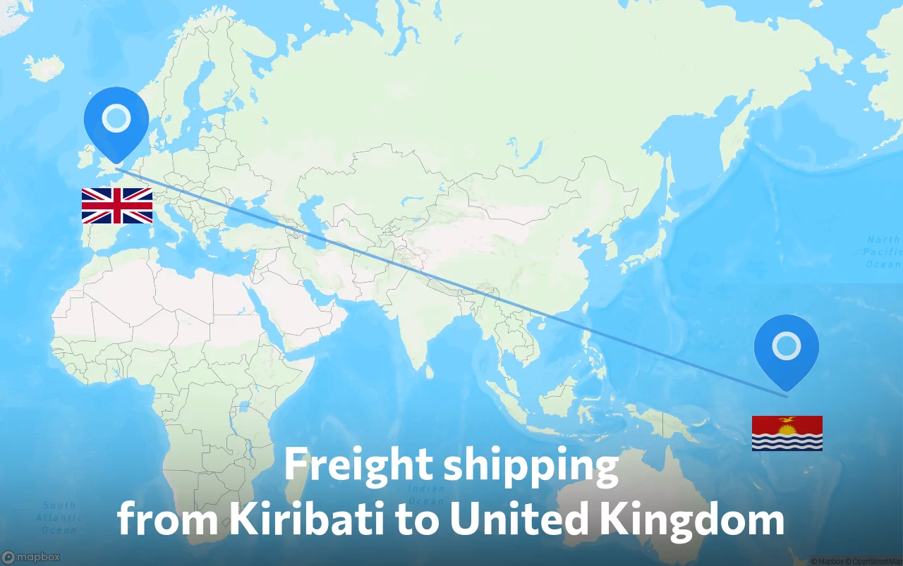 Shipping route from Kiribati to United Kingdom
