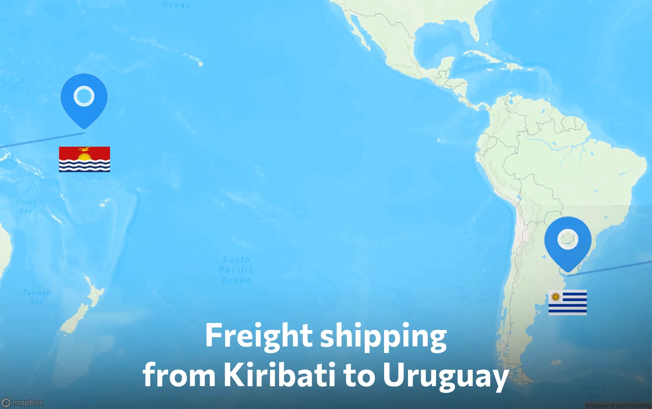 Shipping route from Kiribati to Uruguay