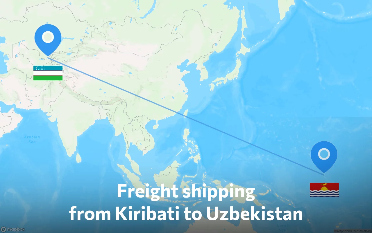 Shipping route from Kiribati to Uzbekistan