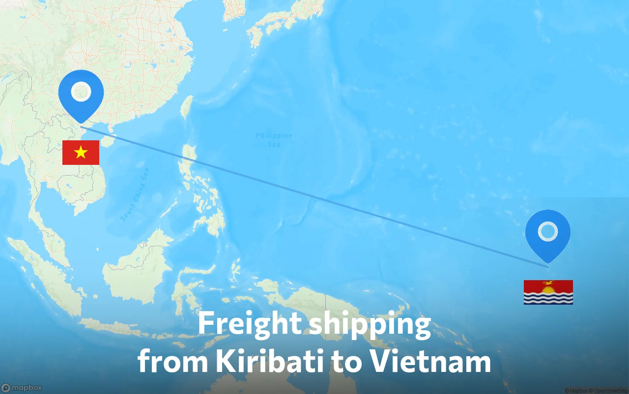 Shipping route from Kiribati to Vietnam