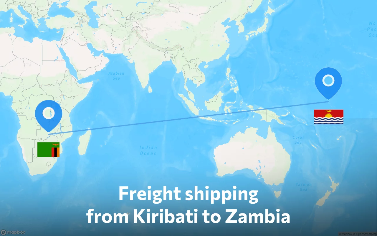 Shipping route from Kiribati to Zambia