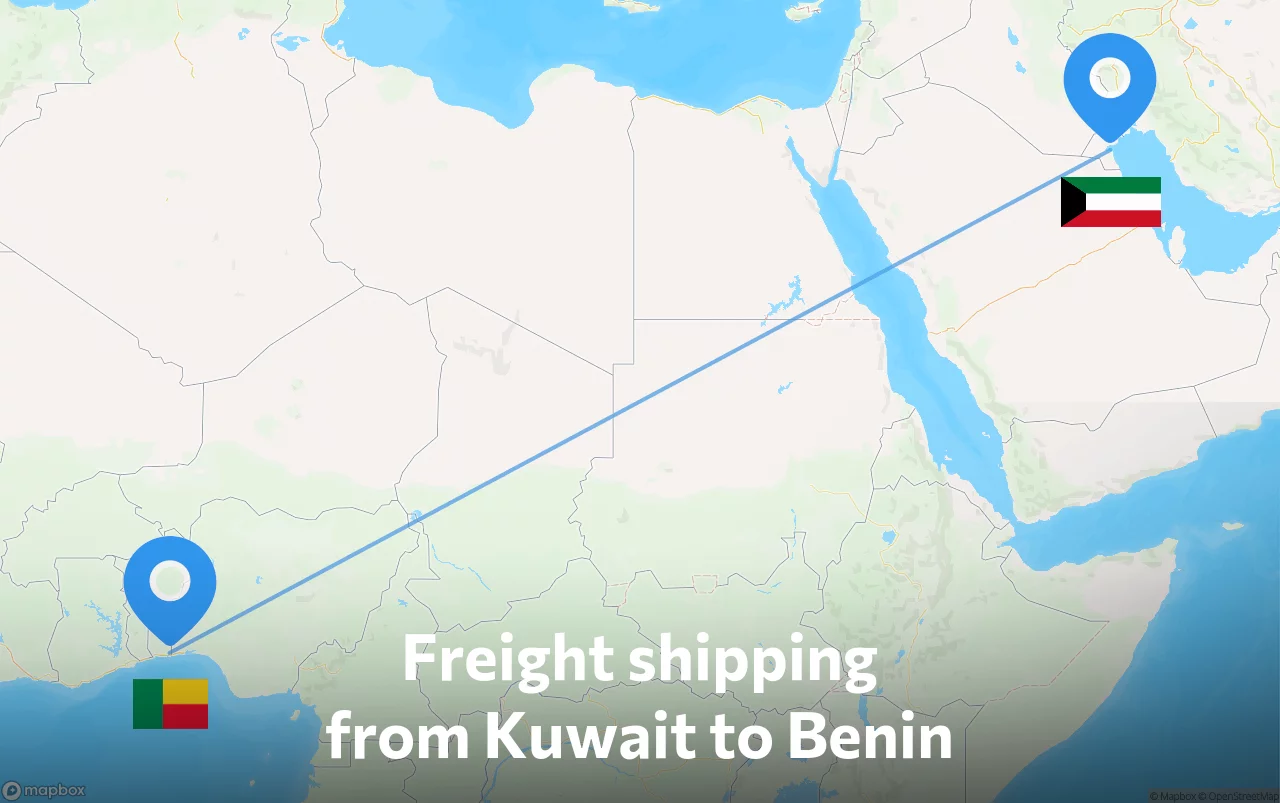 Shipping route from Kuwait to Benin