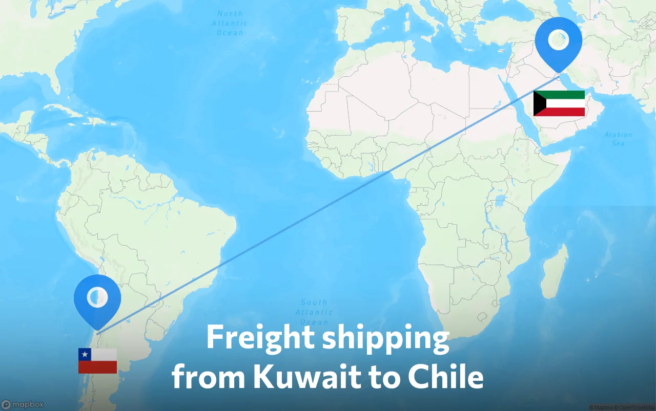 Shipping route from Kuwait to Chile