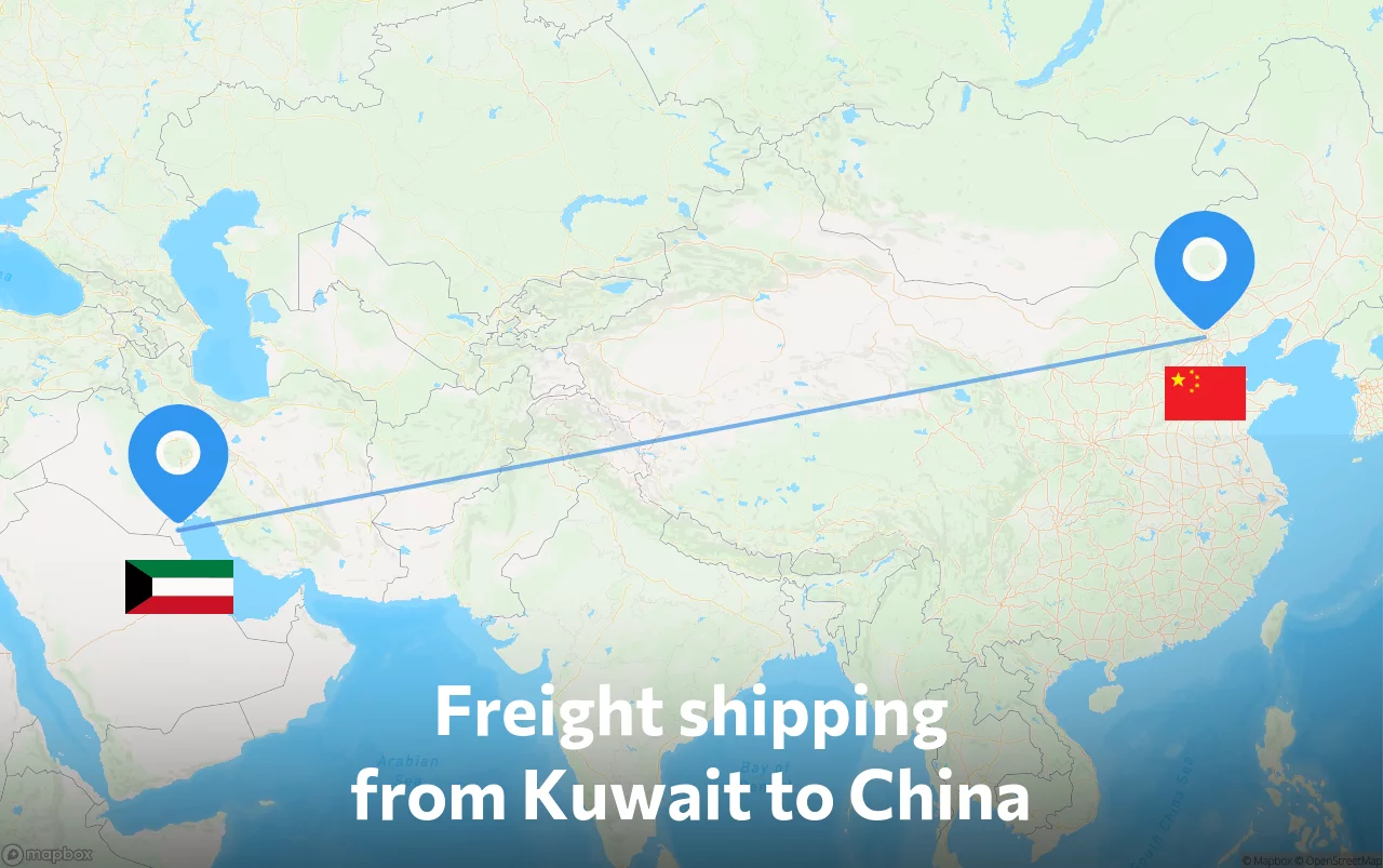 Shipping route from Kuwait to China