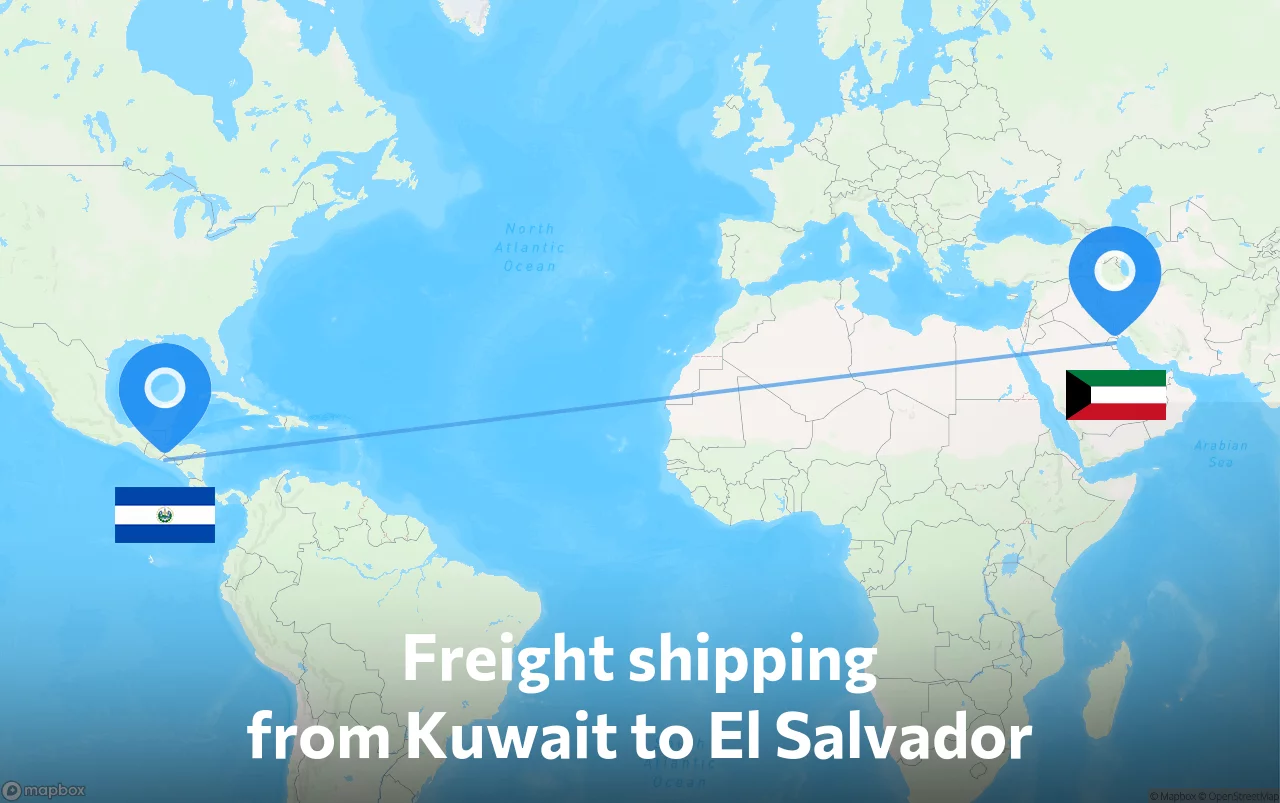 Shipping route from Kuwait to El Salvador