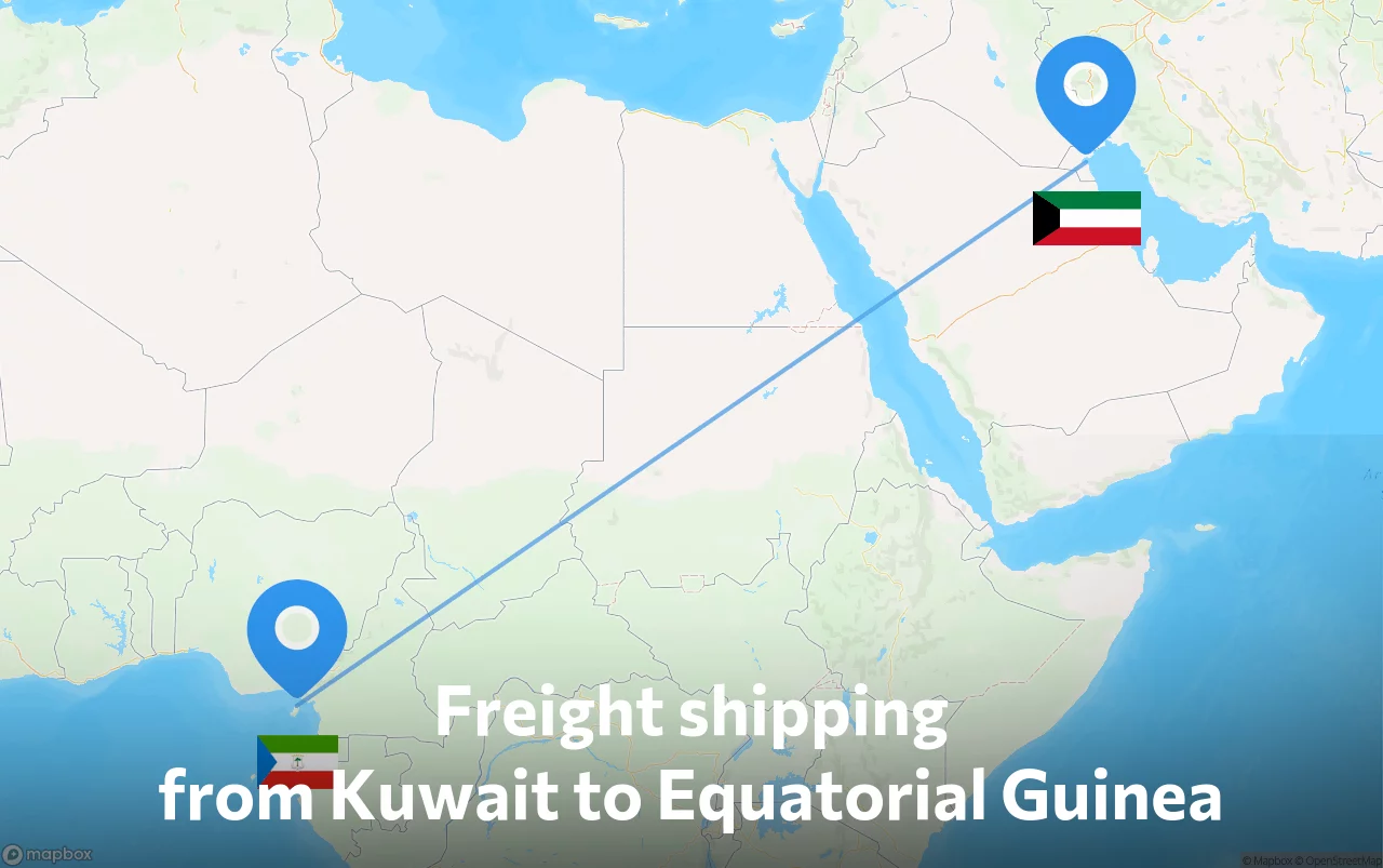 Shipping route from Kuwait to Equatorial Guinea