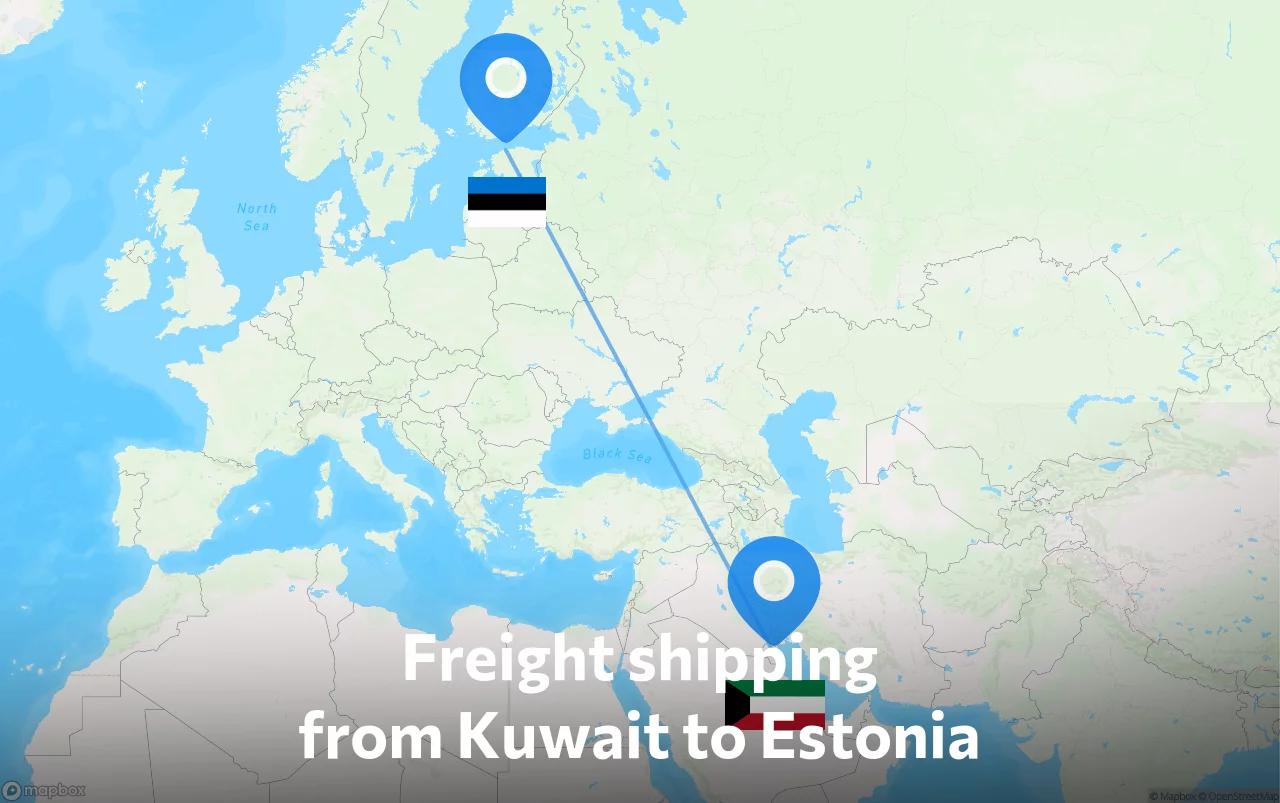 Shipping route from Kuwait to Estonia