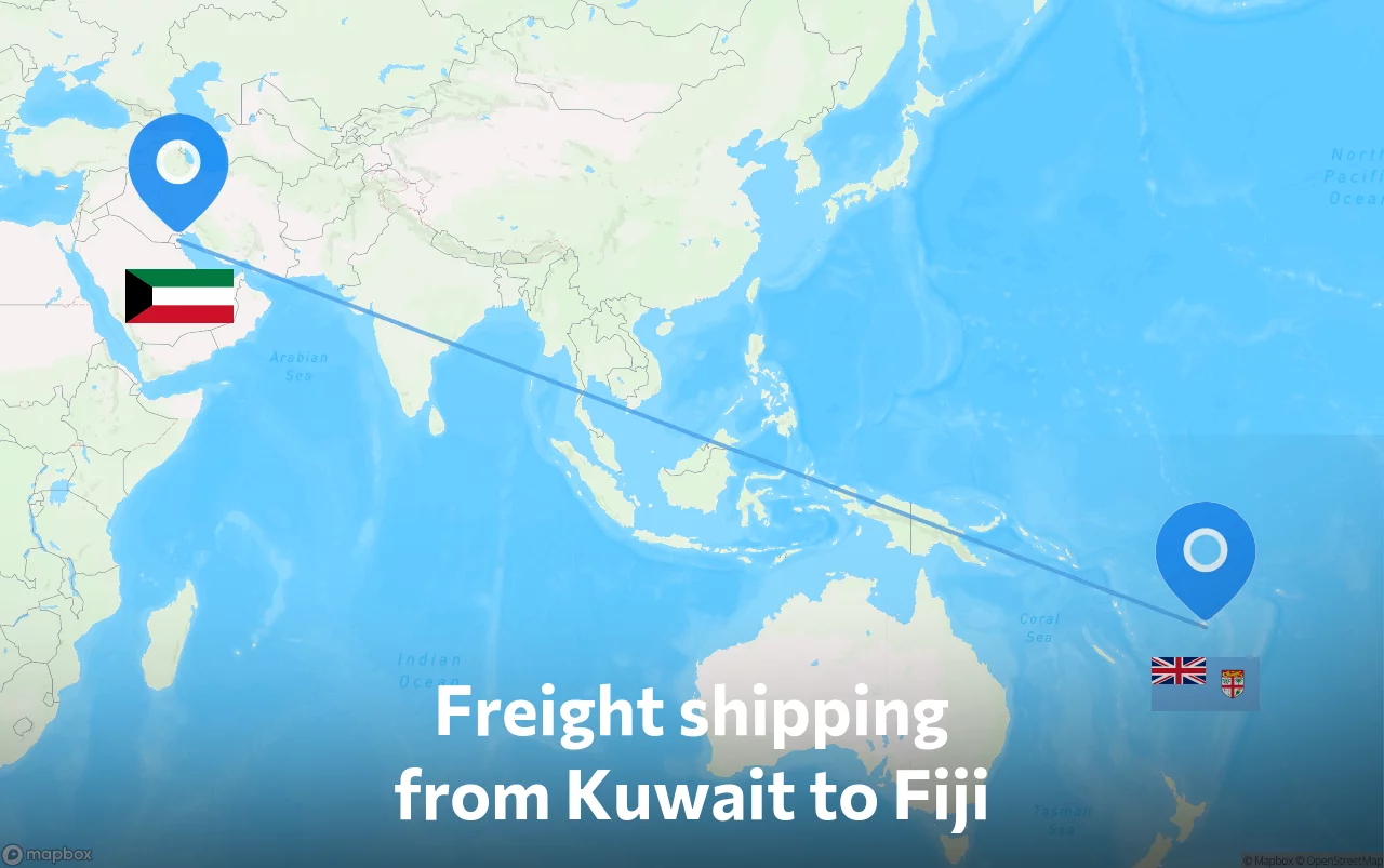 Shipping route from Kuwait to Fiji