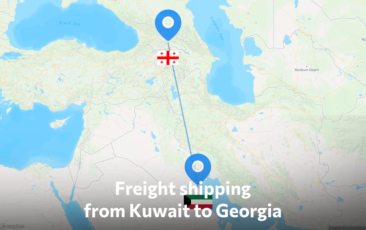 Shipping route from Kuwait to Georgia