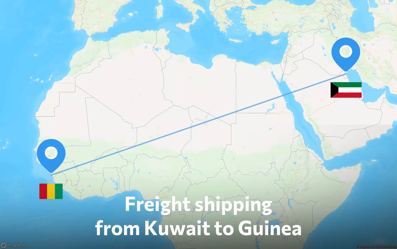 Shipping route from Kuwait to Guinea