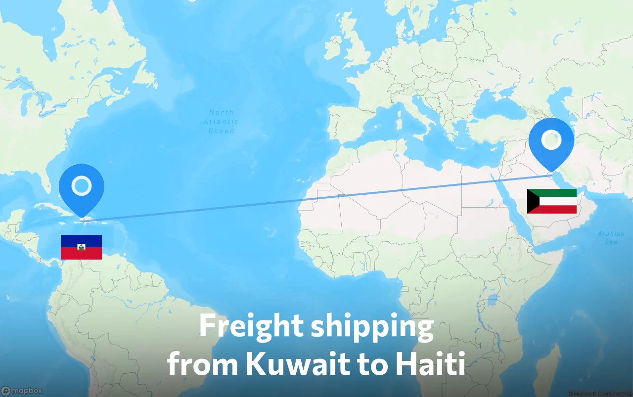 Shipping route from Kuwait to Haiti