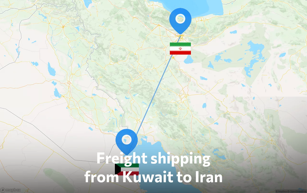 Shipping route from Kuwait to Iran