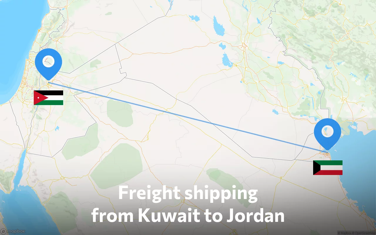 Shipping route from Kuwait to Jordan