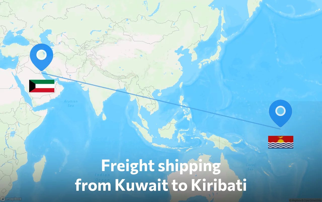 Shipping route from Kuwait to Kiribati