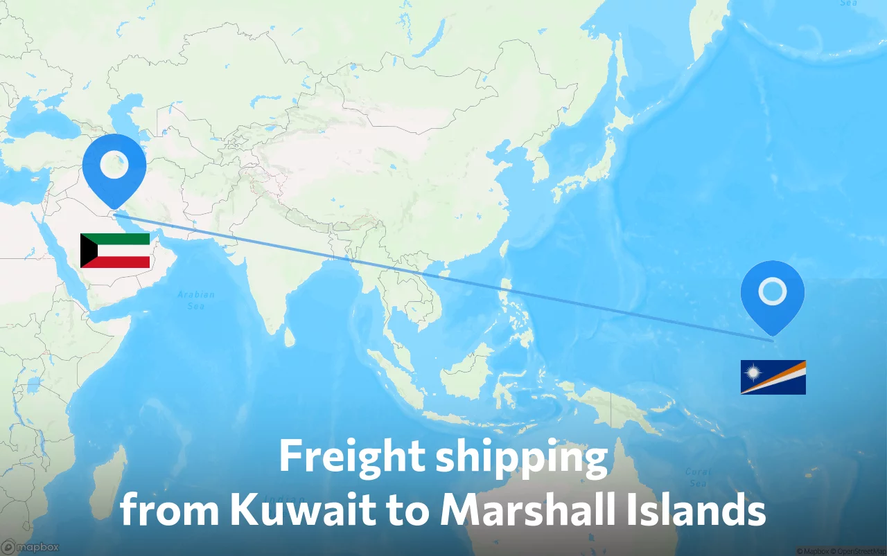 Shipping route from Kuwait to Marshall Islands