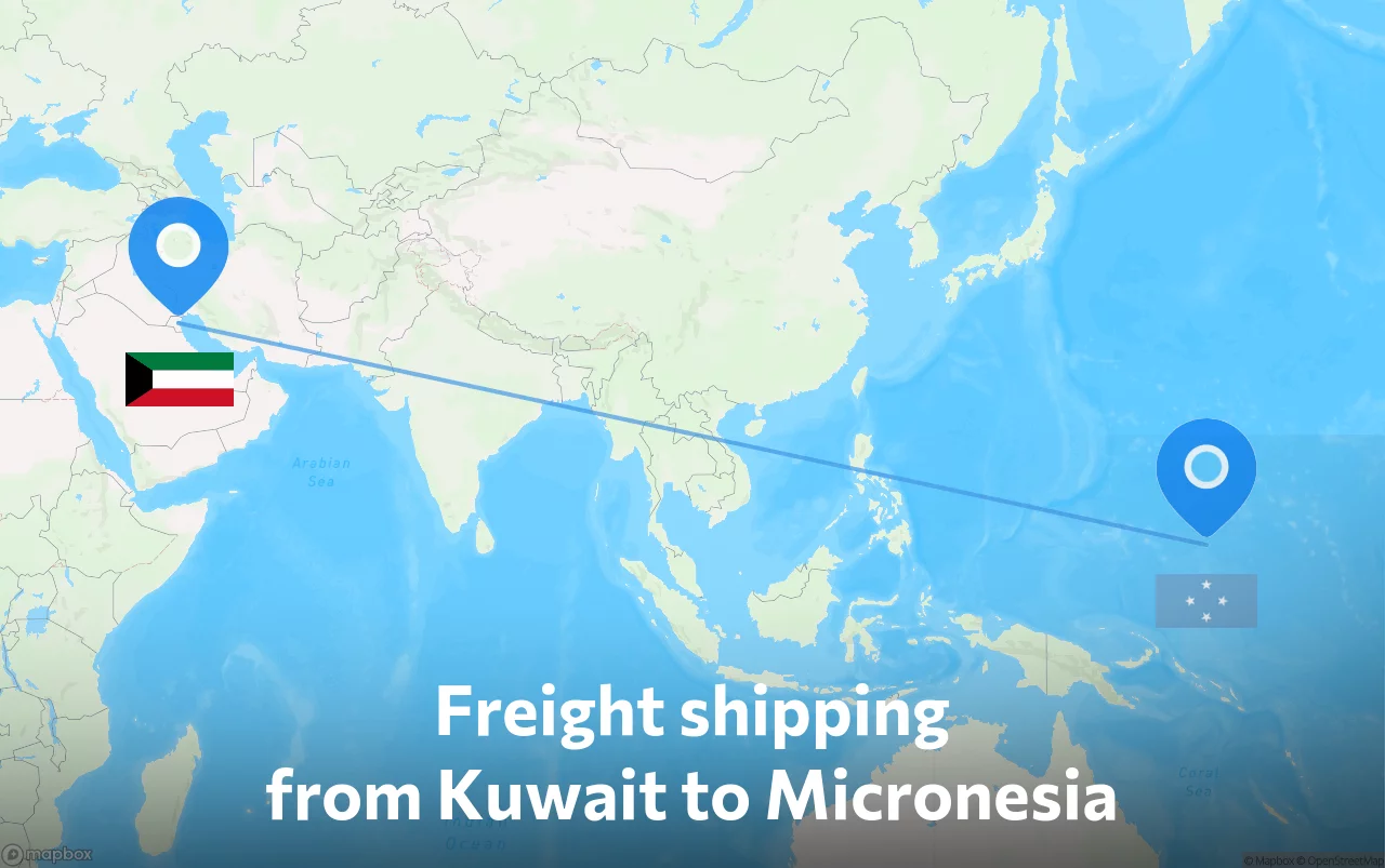 Shipping route from Kuwait to Micronesia