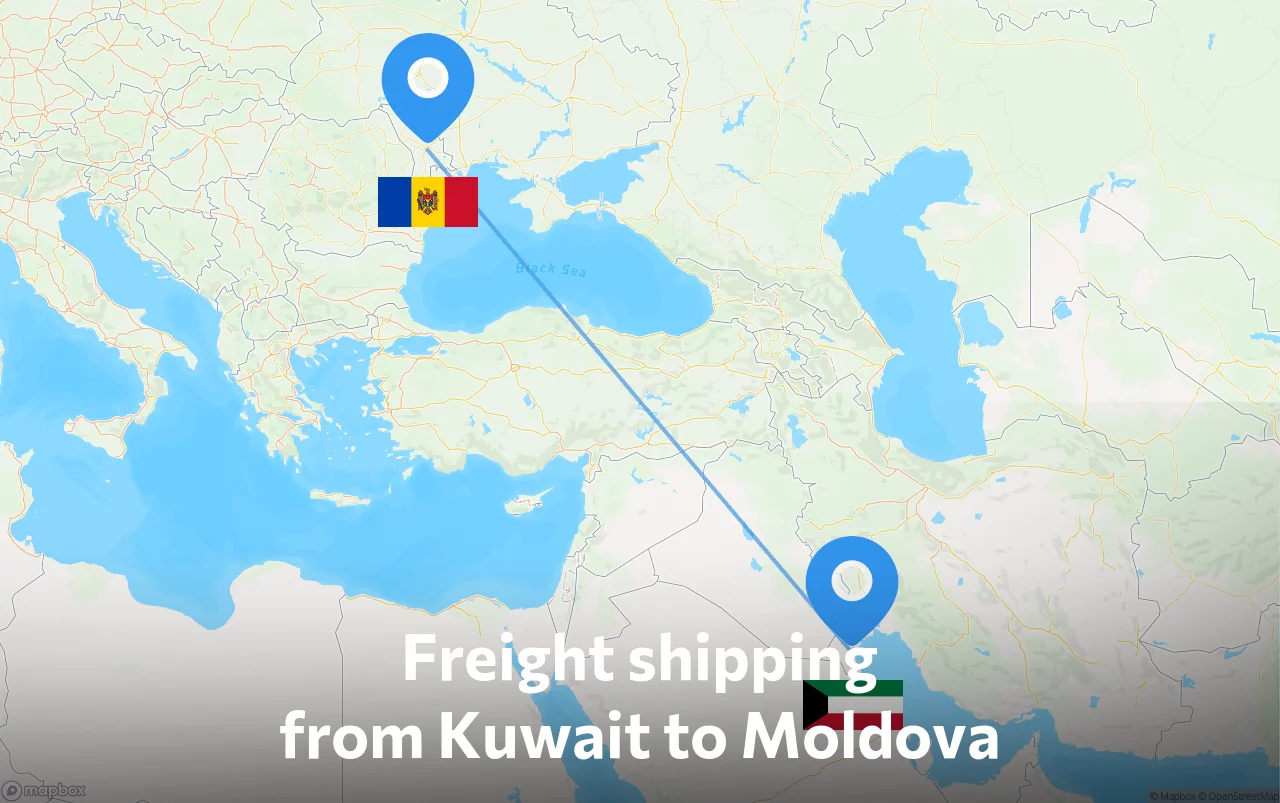 Shipping route from Kuwait to Moldova