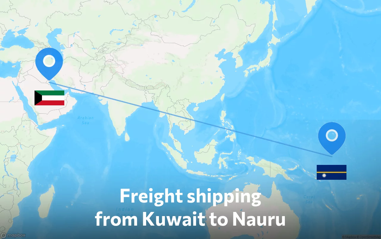 Shipping route from Kuwait to Nauru