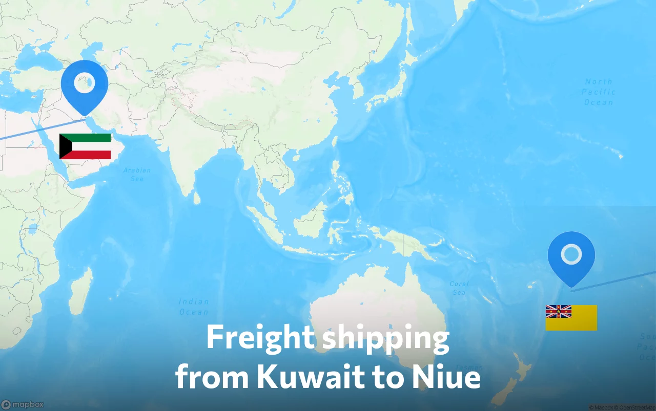 Shipping route from Kuwait to Niue