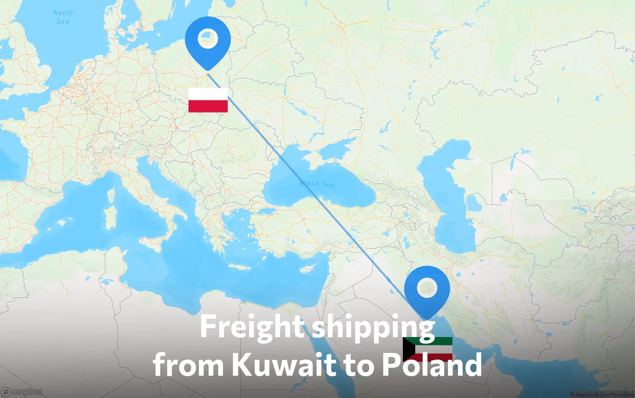 Shipping route from Kuwait to Poland