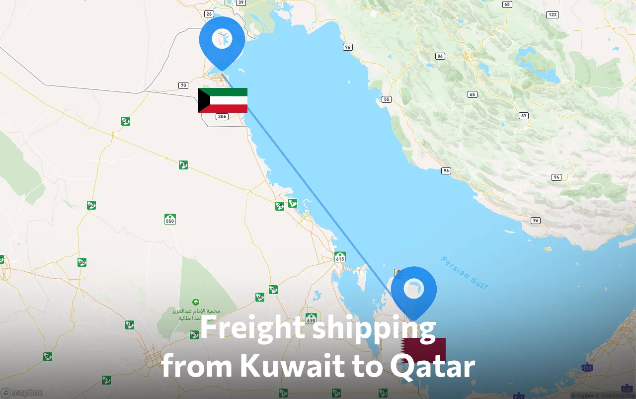 Shipping route from Kuwait to Qatar