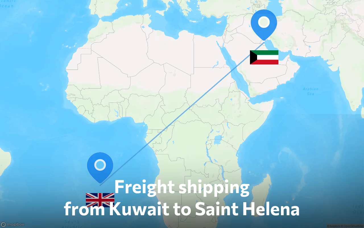 Shipping route from Kuwait to Saint Helena
