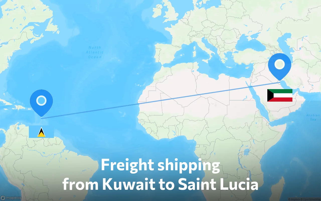 Shipping route from Kuwait to Saint Lucia