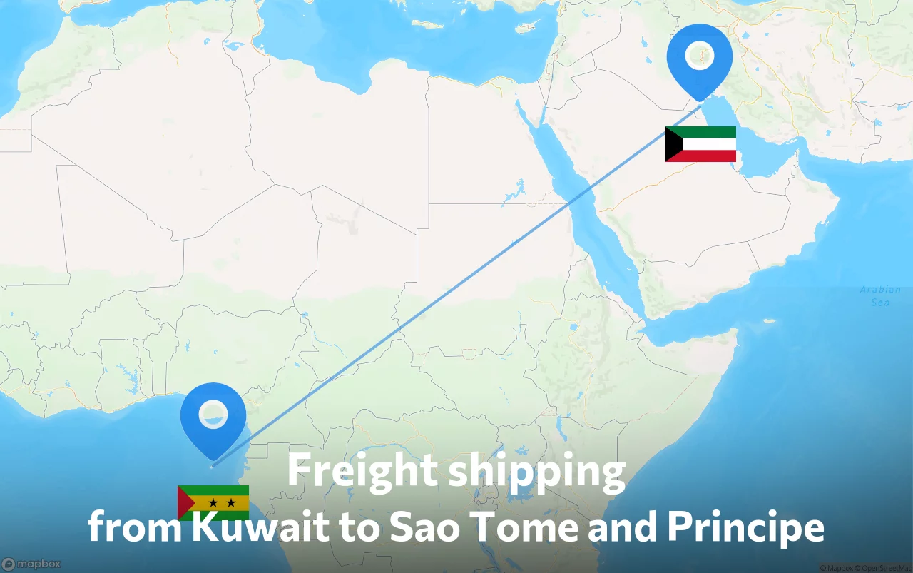 Shipping route from Kuwait to Sao Tome and Principe