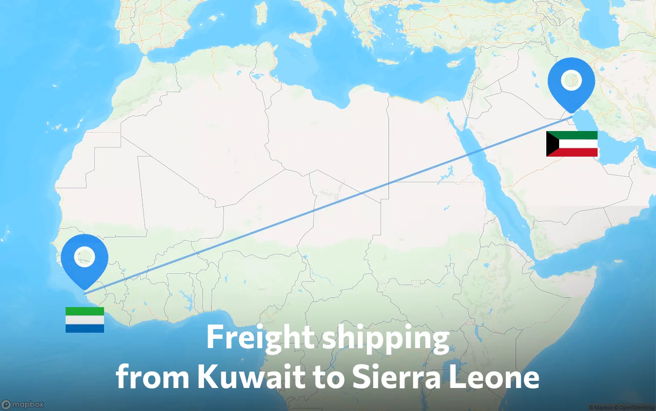 Shipping route from Kuwait to Sierra Leone
