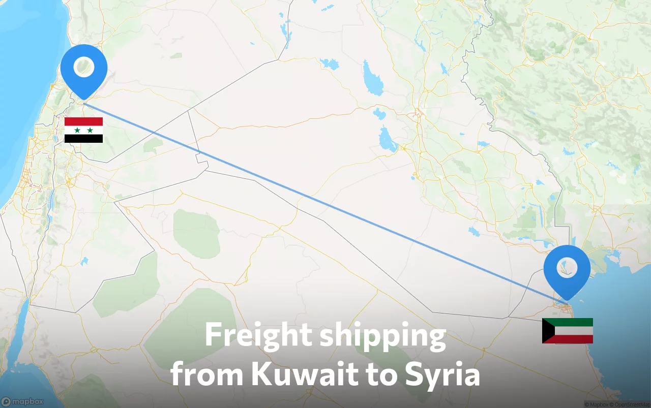 Shipping route from Kuwait to Syria