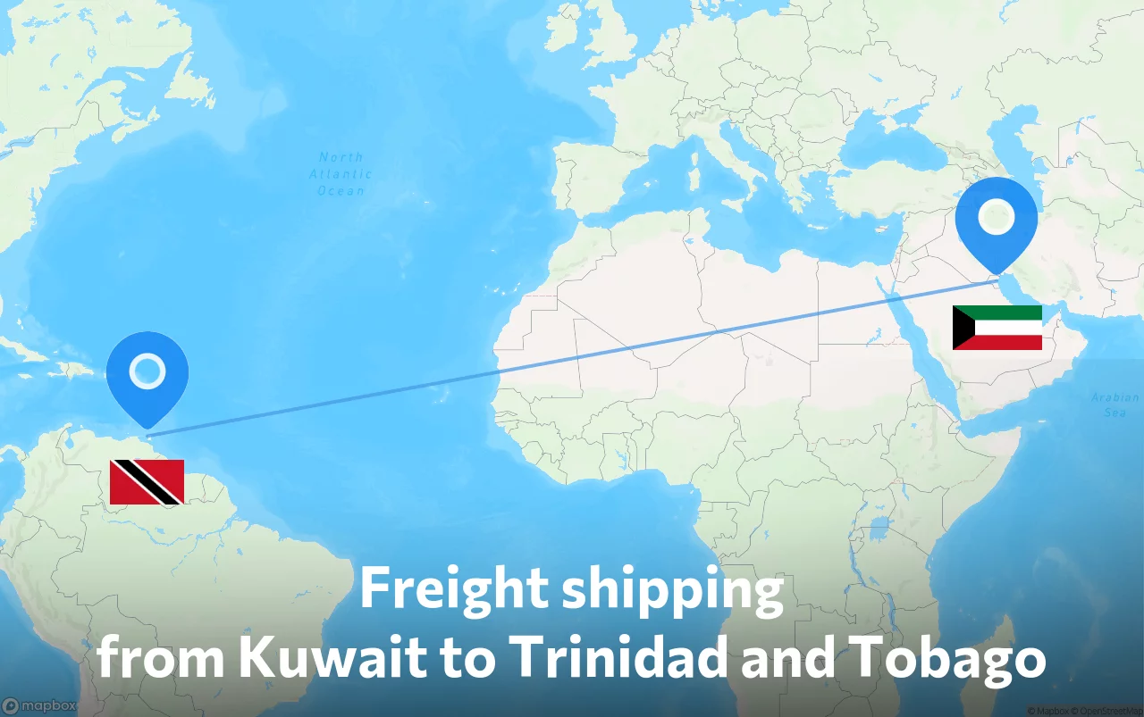 Shipping route from Kuwait to Trinidad and Tobago