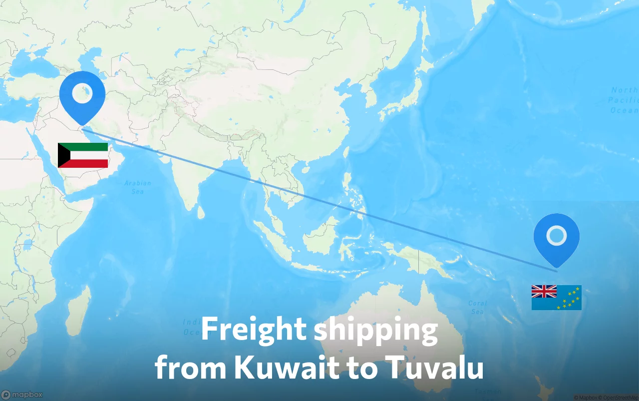 Shipping route from Kuwait to Tuvalu