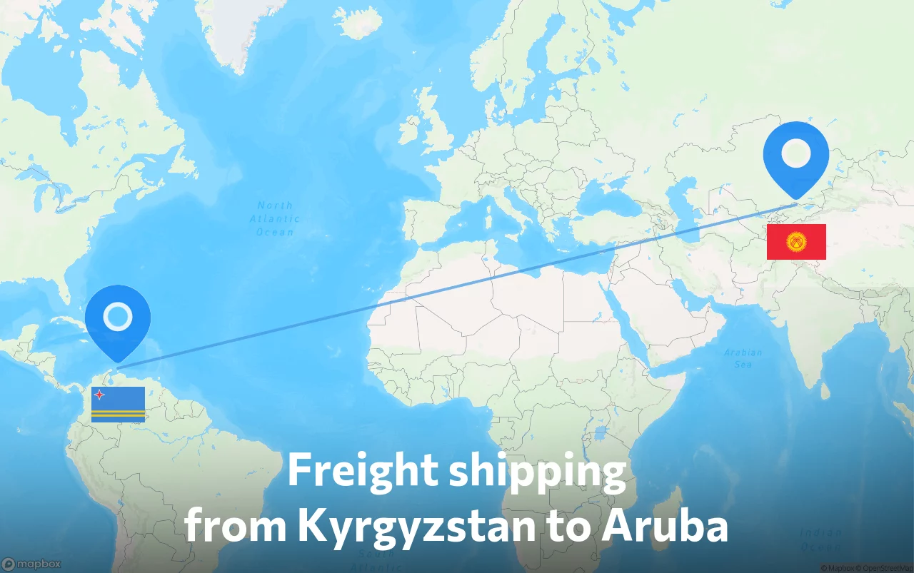 Shipping route from Kyrgyzstan to Aruba