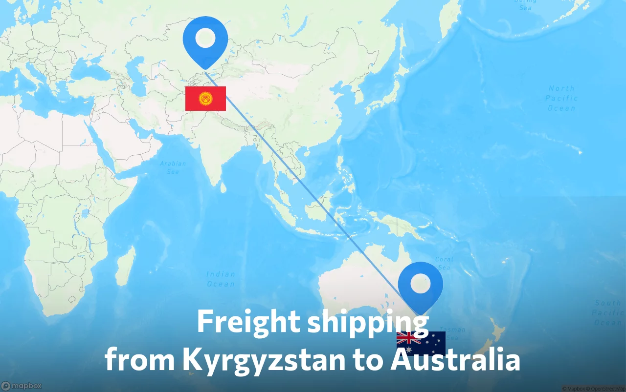 Shipping route from Kyrgyzstan to Australia