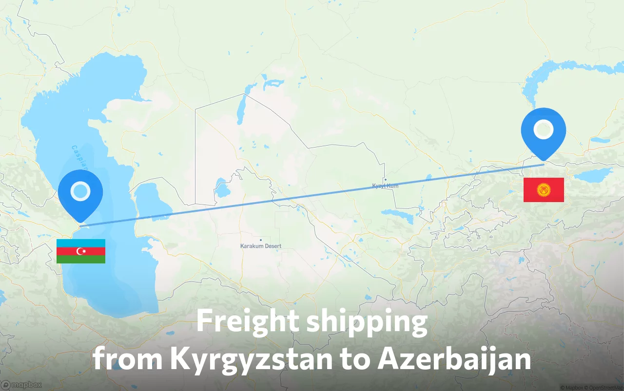 Shipping route from Kyrgyzstan to Azerbaijan