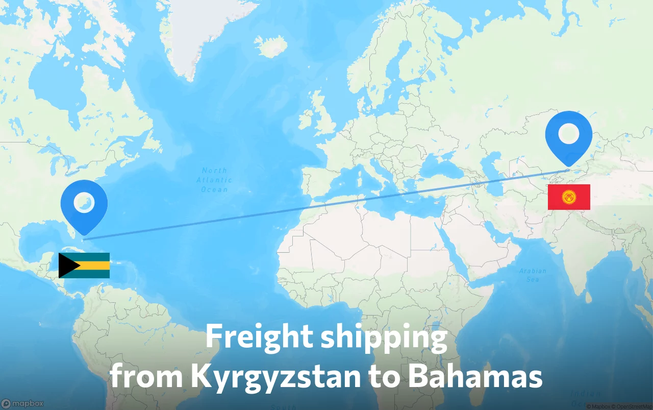 Shipping route from Kyrgyzstan to Bahamas