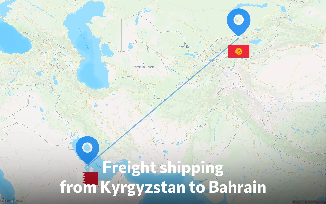 Shipping route from Kyrgyzstan to Bahrain