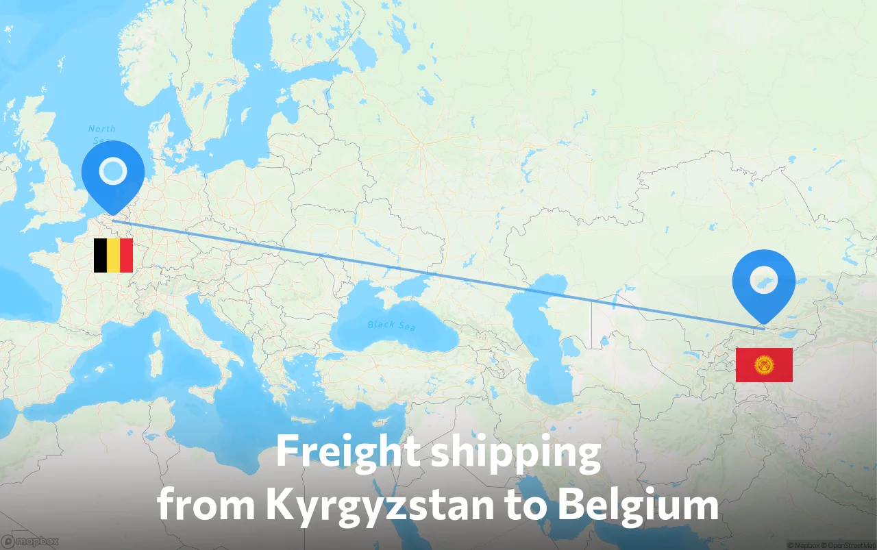 Shipping route from Kyrgyzstan to Belgium