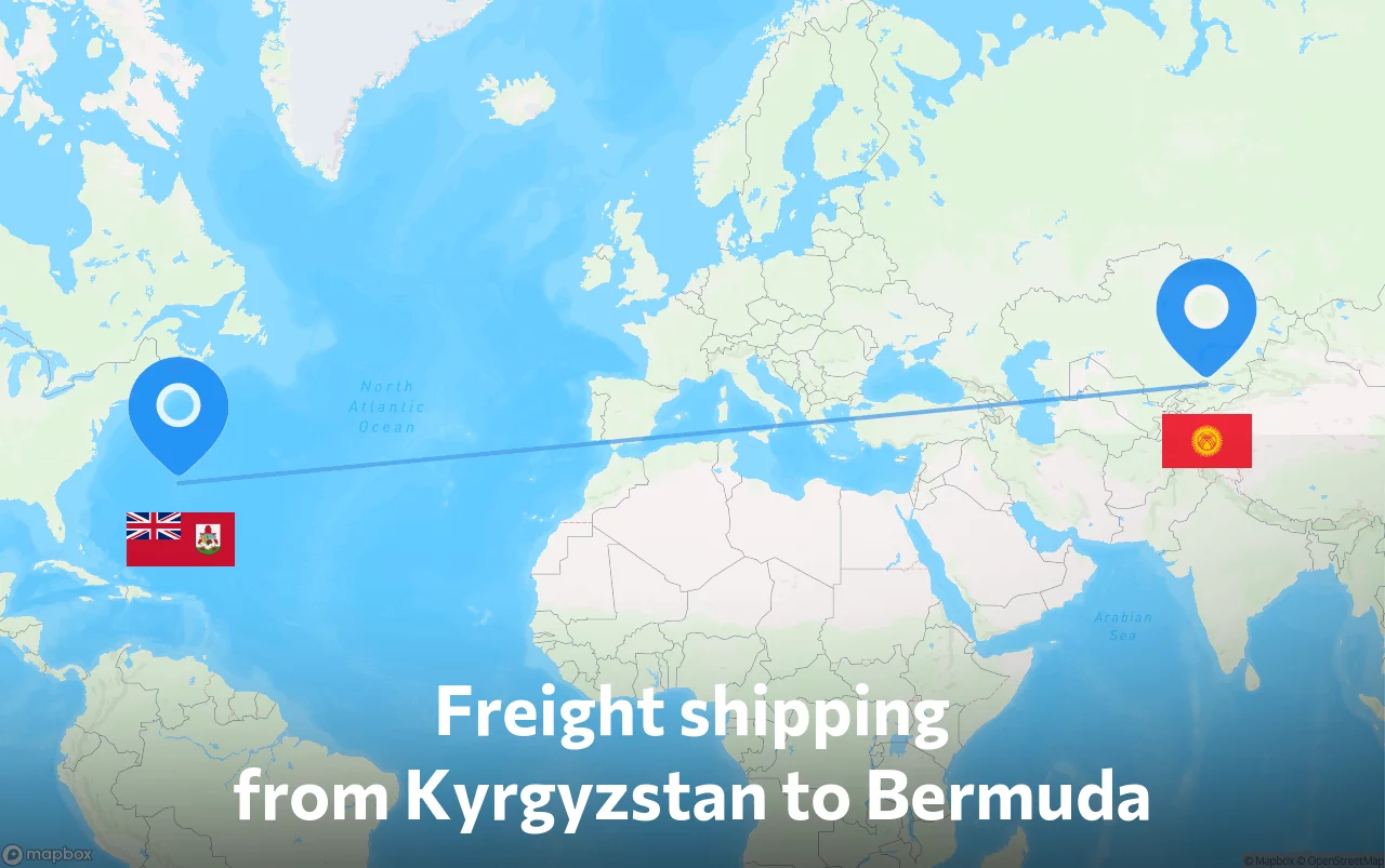 Shipping route from Kyrgyzstan to Bermuda