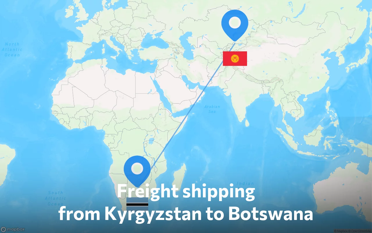 Shipping route from Kyrgyzstan to Botswana