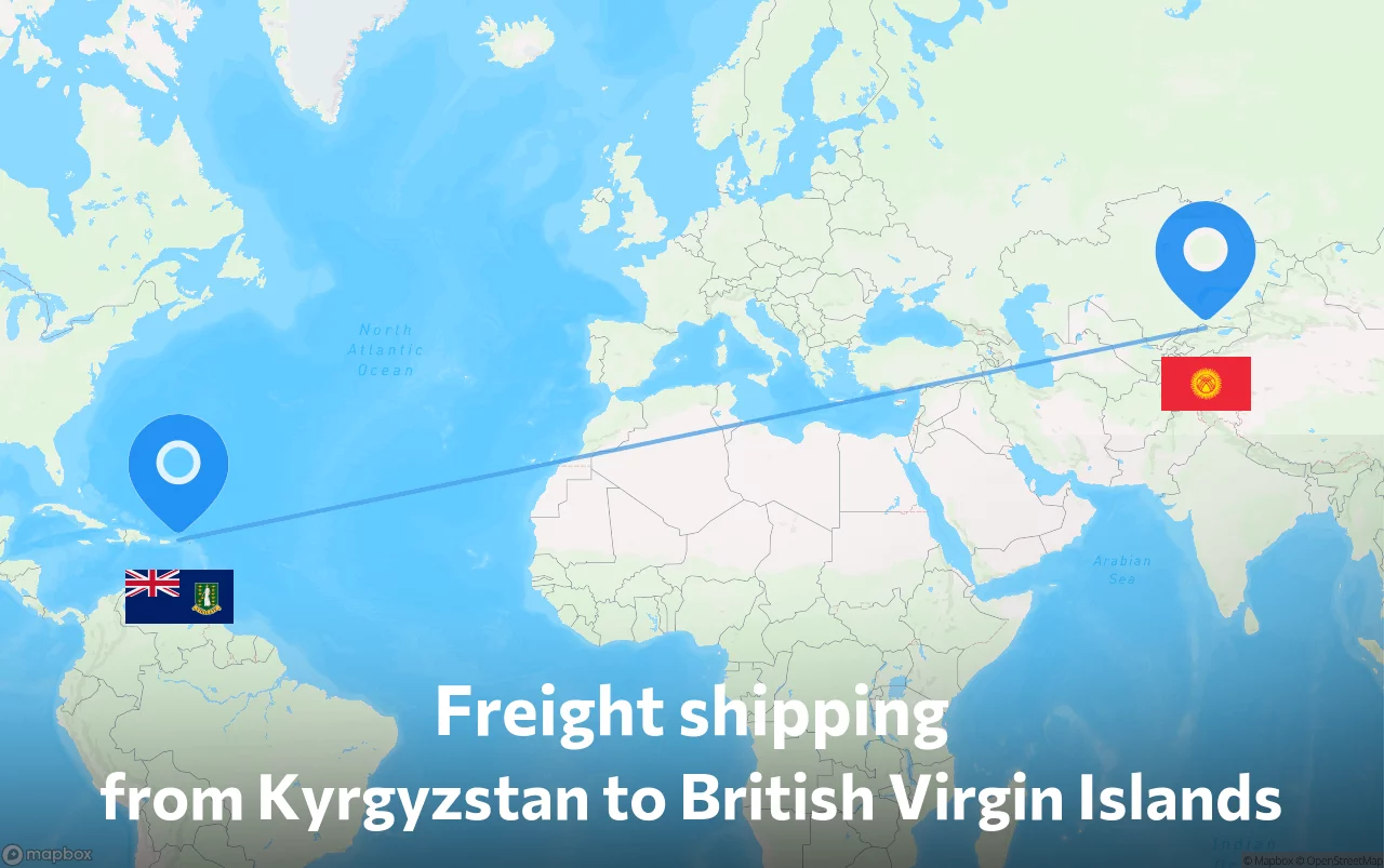 Shipping route from Kyrgyzstan to British Virgin Islands