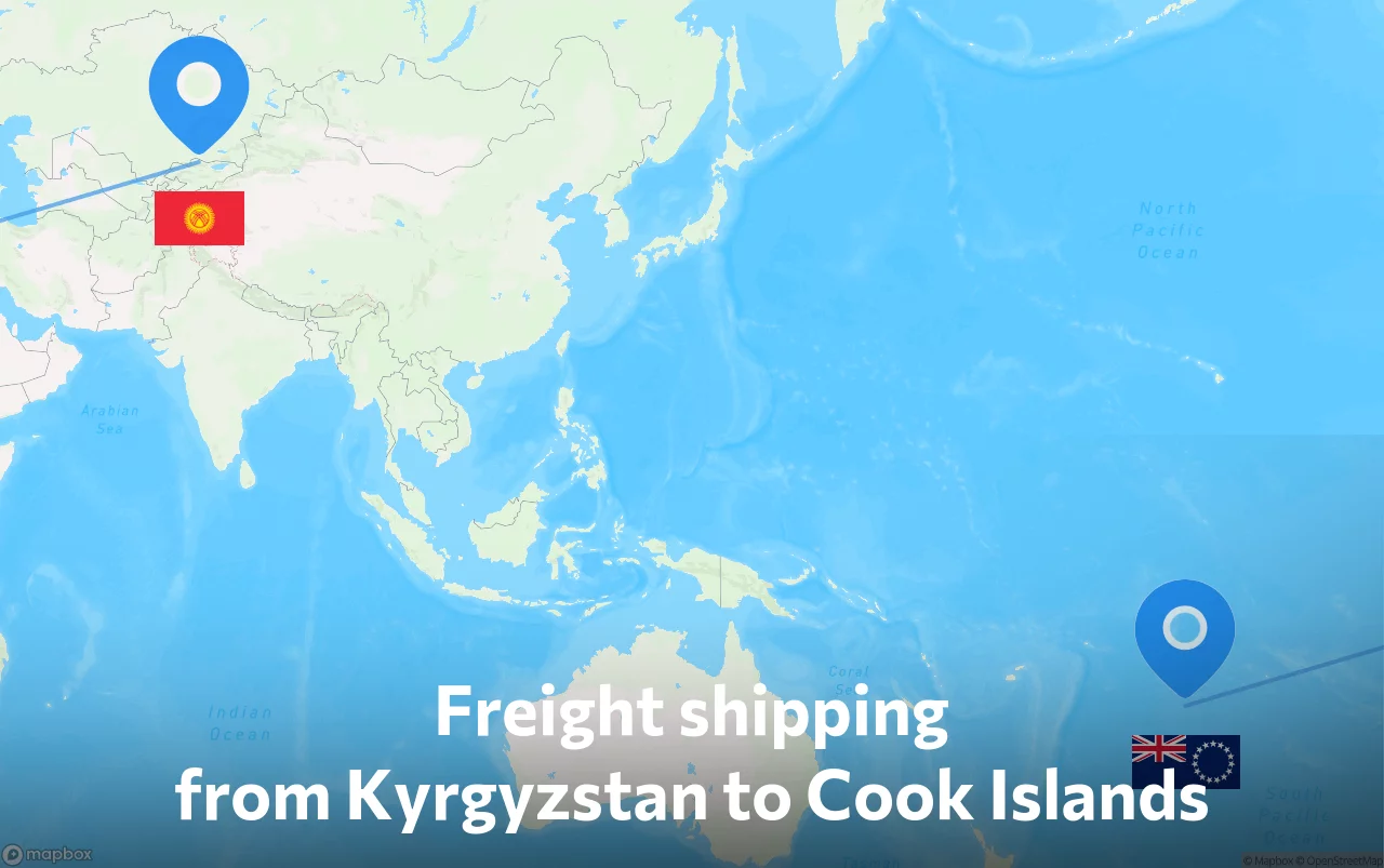 Shipping route from Kyrgyzstan to Cook Islands