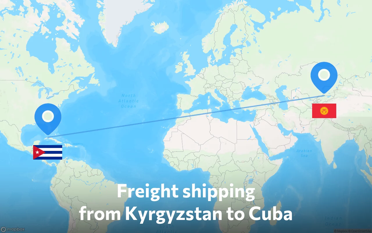 Shipping route from Kyrgyzstan to Cuba