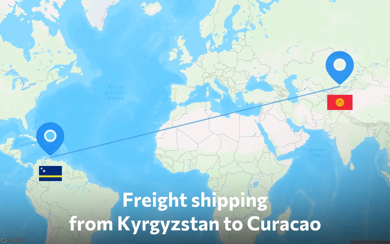 Shipping route from Kyrgyzstan to Curacao