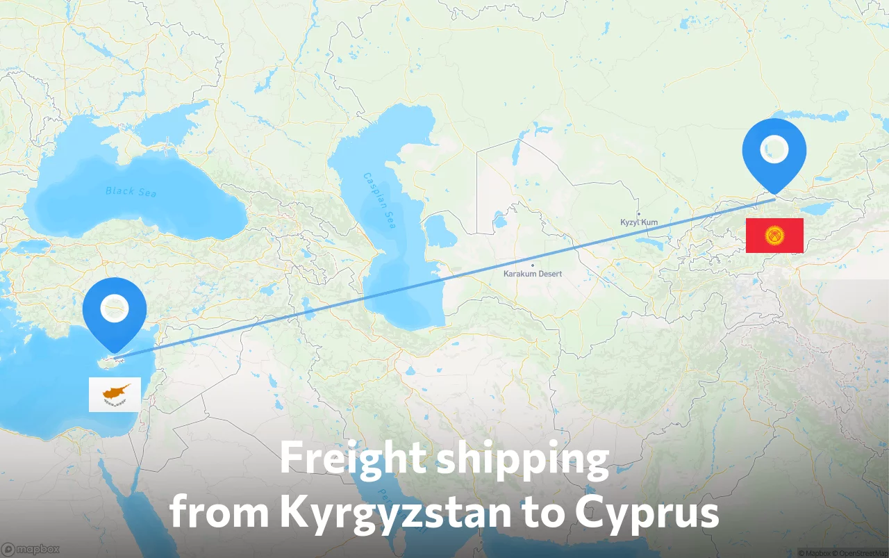 Shipping route from Kyrgyzstan to Cyprus